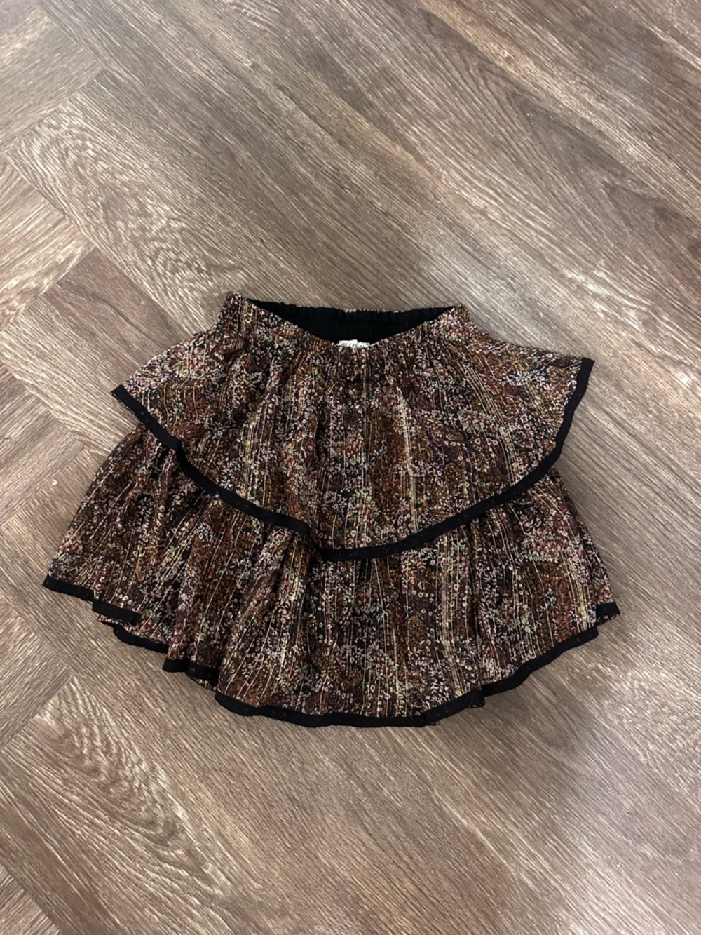 Allison New York Ruffled Multi-Print Circle Skirt in Brown